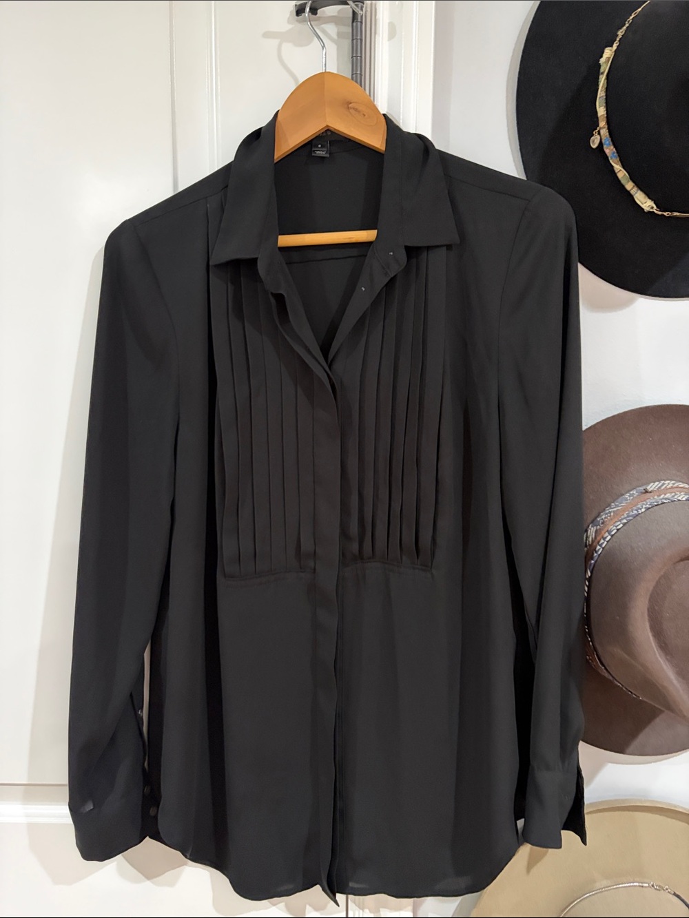 J. Crew Black Pleated Front Blouse